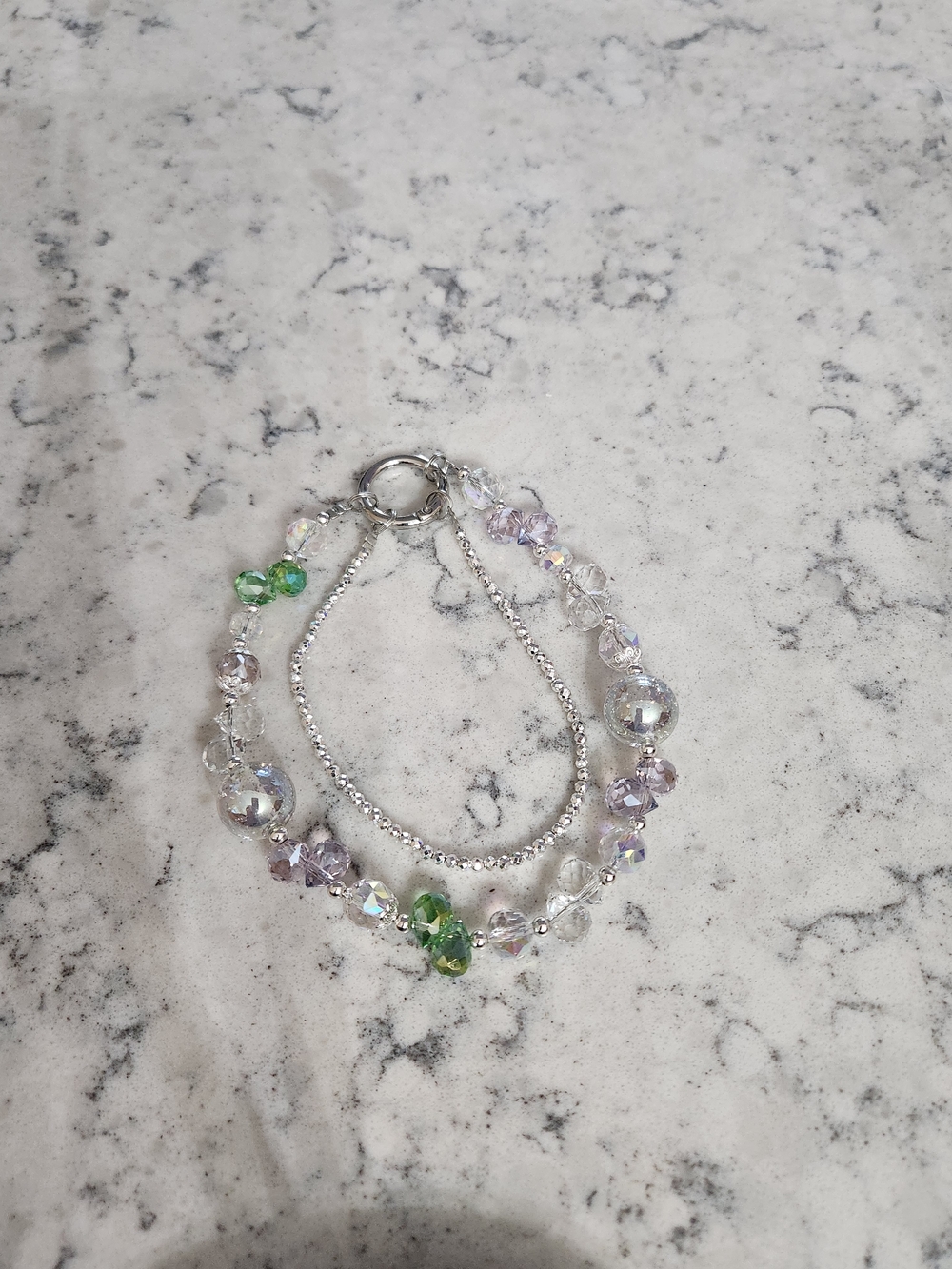 NEW!! Clear & Green crystal Keychain
